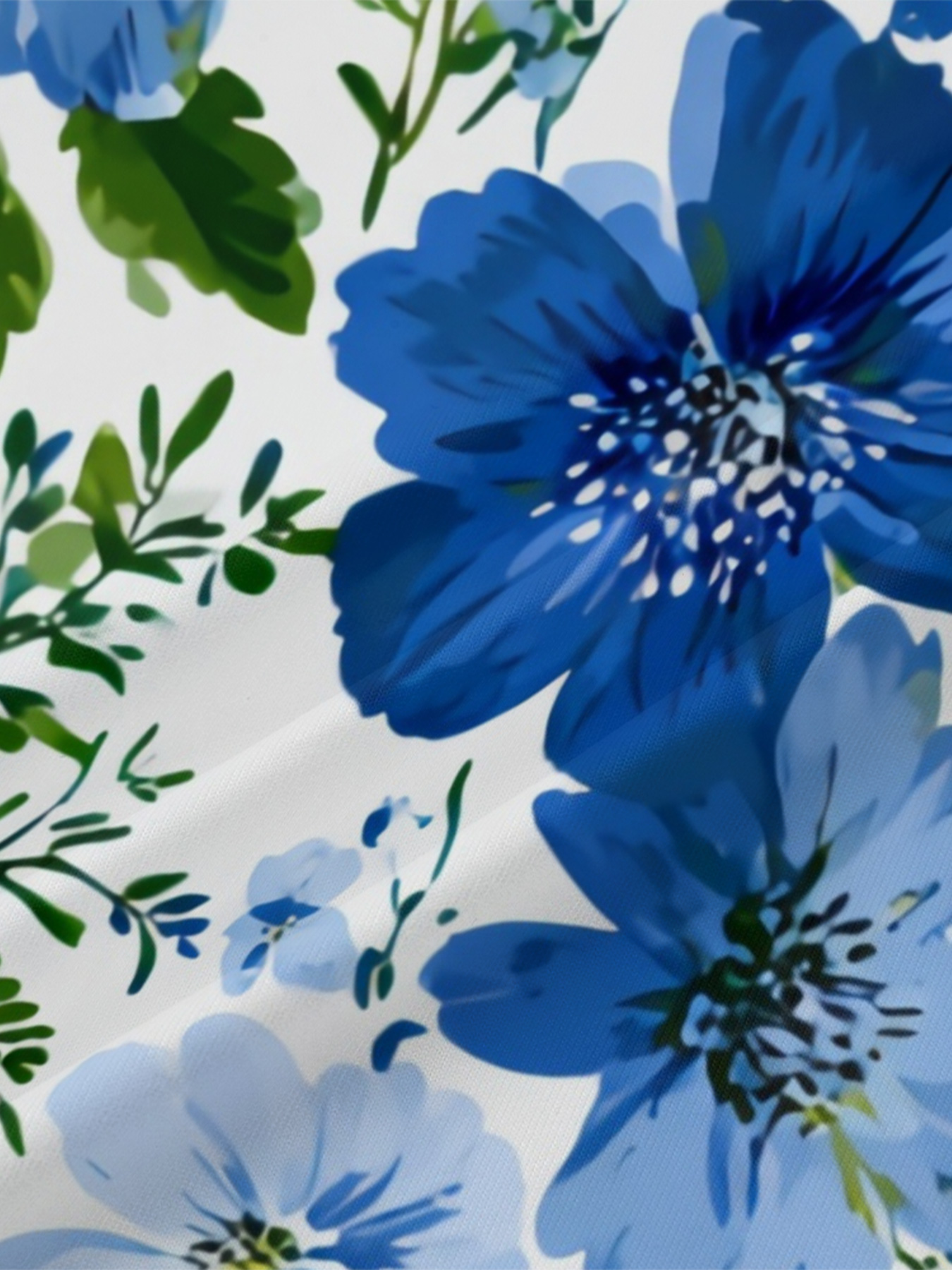 Blue Watercolor Floral V-Neck Bodycon Midi Dress RVJ3927