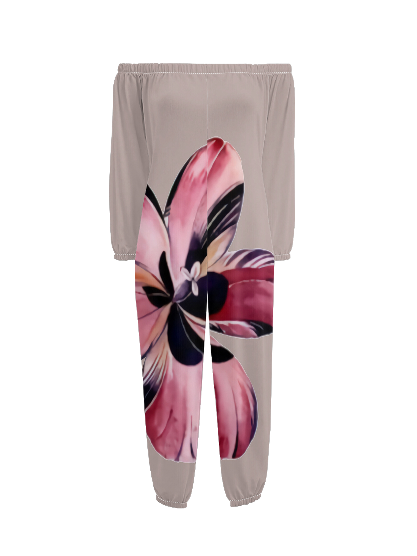 Blush Abstract Floral Off-Shoulder Jumpsuit