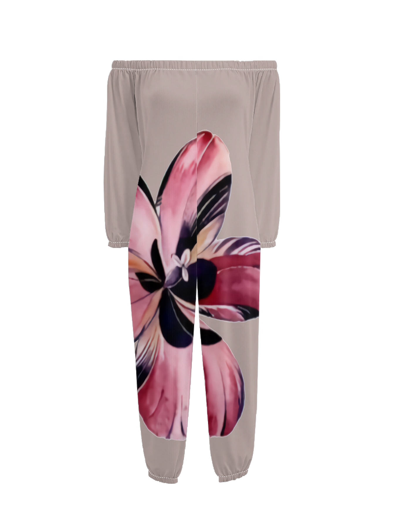 Blush Abstract Floral Off-Shoulder Jumpsuit