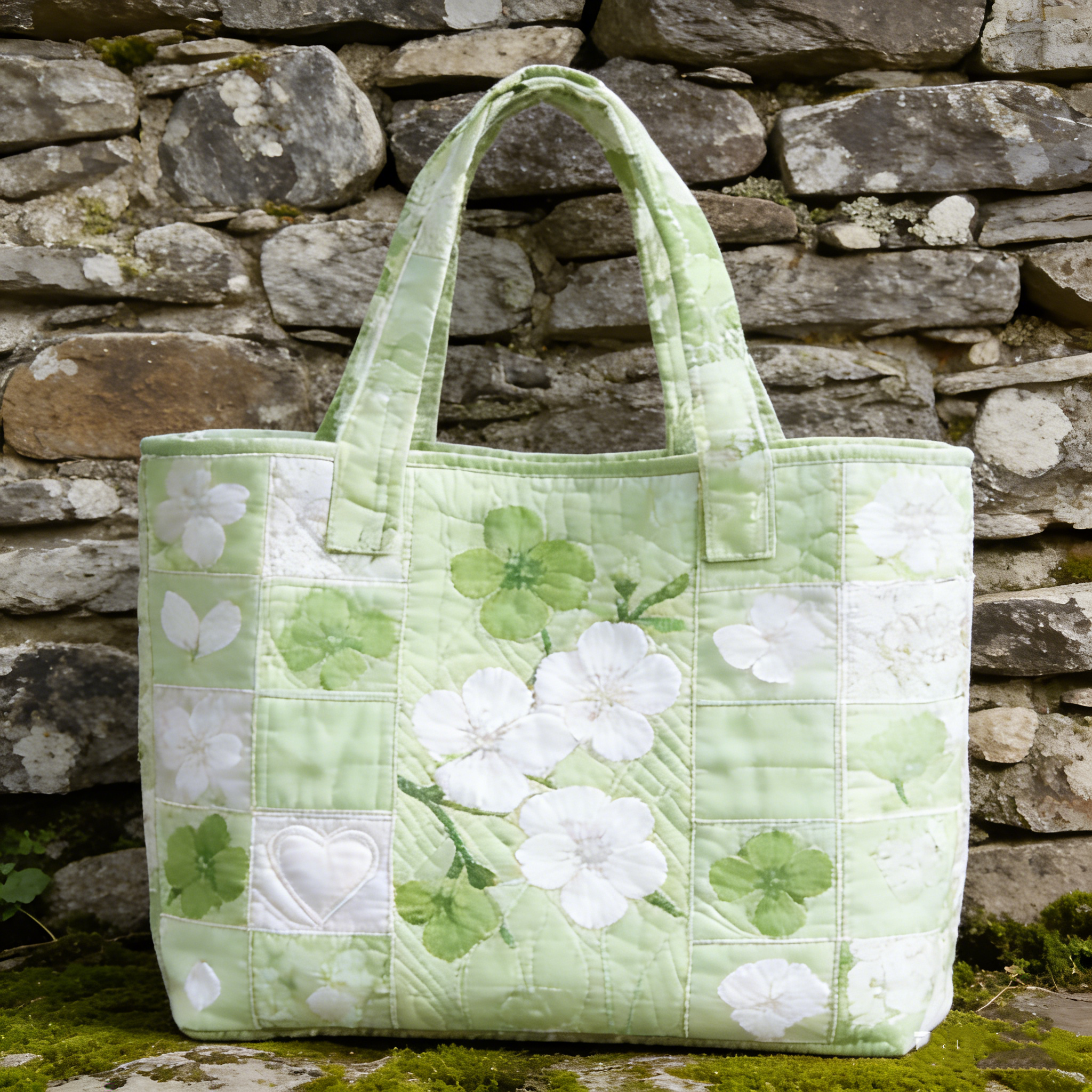 Clover & Floral Quilted Tote Bag tqbu9563