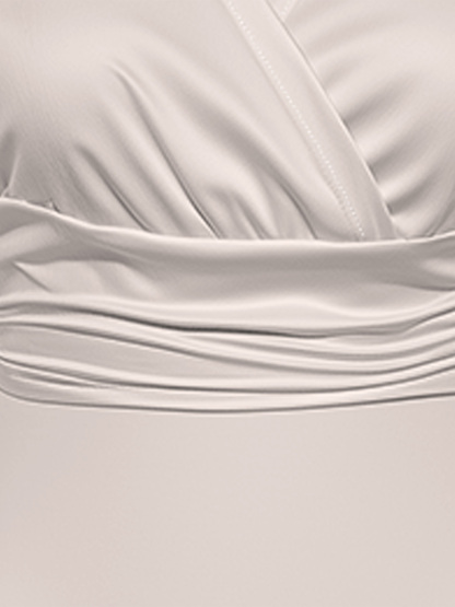 Ivory Cap Sleeve V-Neck Midi Dress