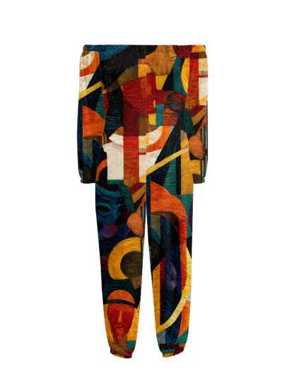 Cubist Abstract Art Off-Shoulder Jumpsuit