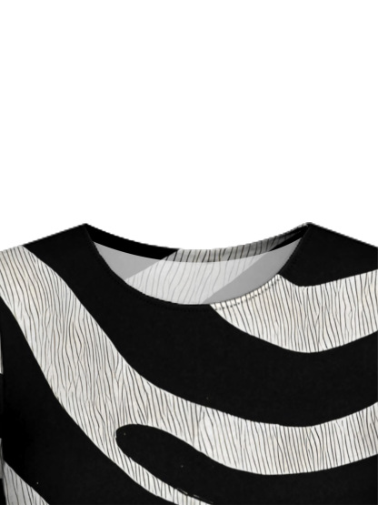 Zebra Stripe Flare Sleeve Bodycon Midi Dress