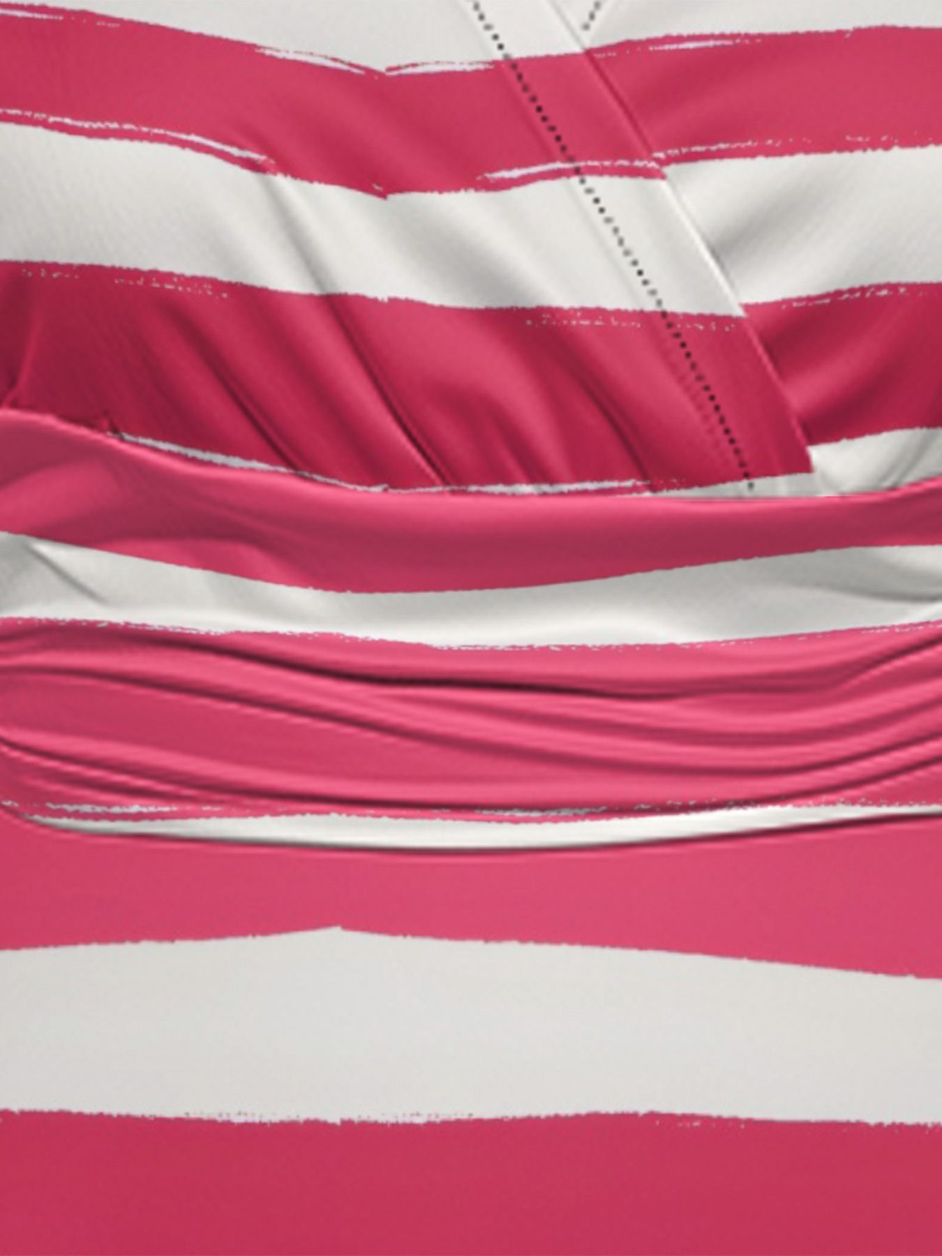 Pink & White Brushstroke Stripe Cap Sleeve V-Neck Midi Dress