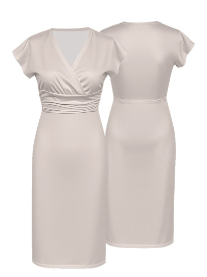 Ivory Cap Sleeve V-Neck Midi Dress