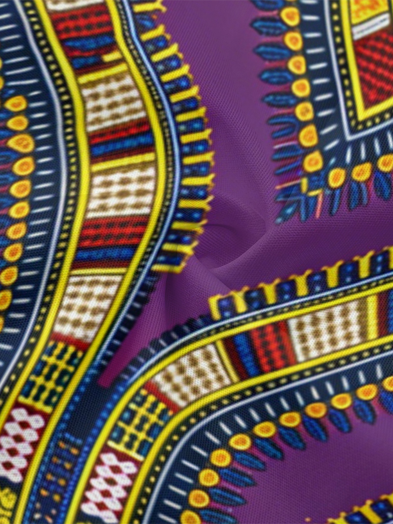 Purple Dashiki Print Bell Flare Sleeve Bodycon Midi Dress