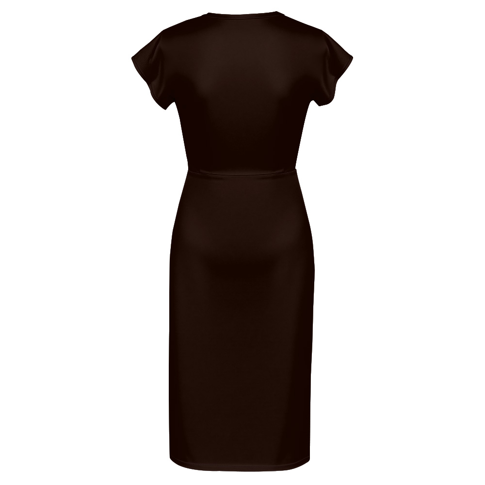 African Mask Cap Sleeve V-Neck Midi Dress ABE975