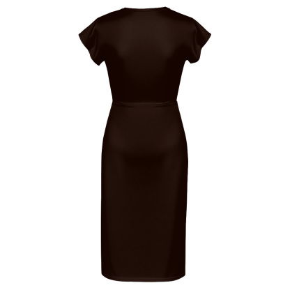 African Mask Cap Sleeve V-Neck Midi Dress ABE975