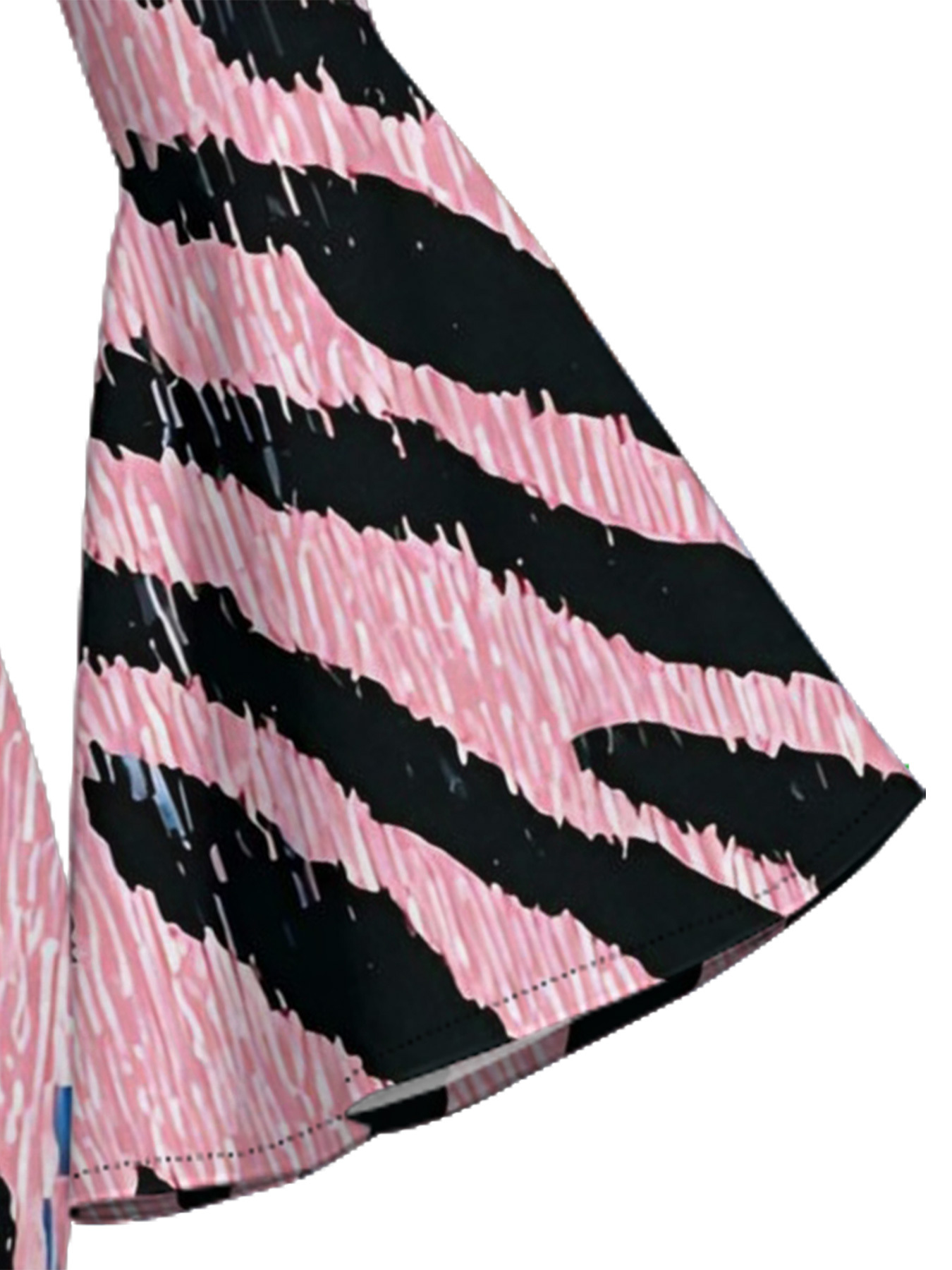 Pink Zebra Stripes Flare Sleeve Bodycon Midi Dress BDF1453