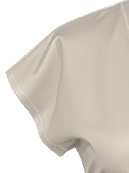 Cream Cap Sleeve V-Neck Midi Dress