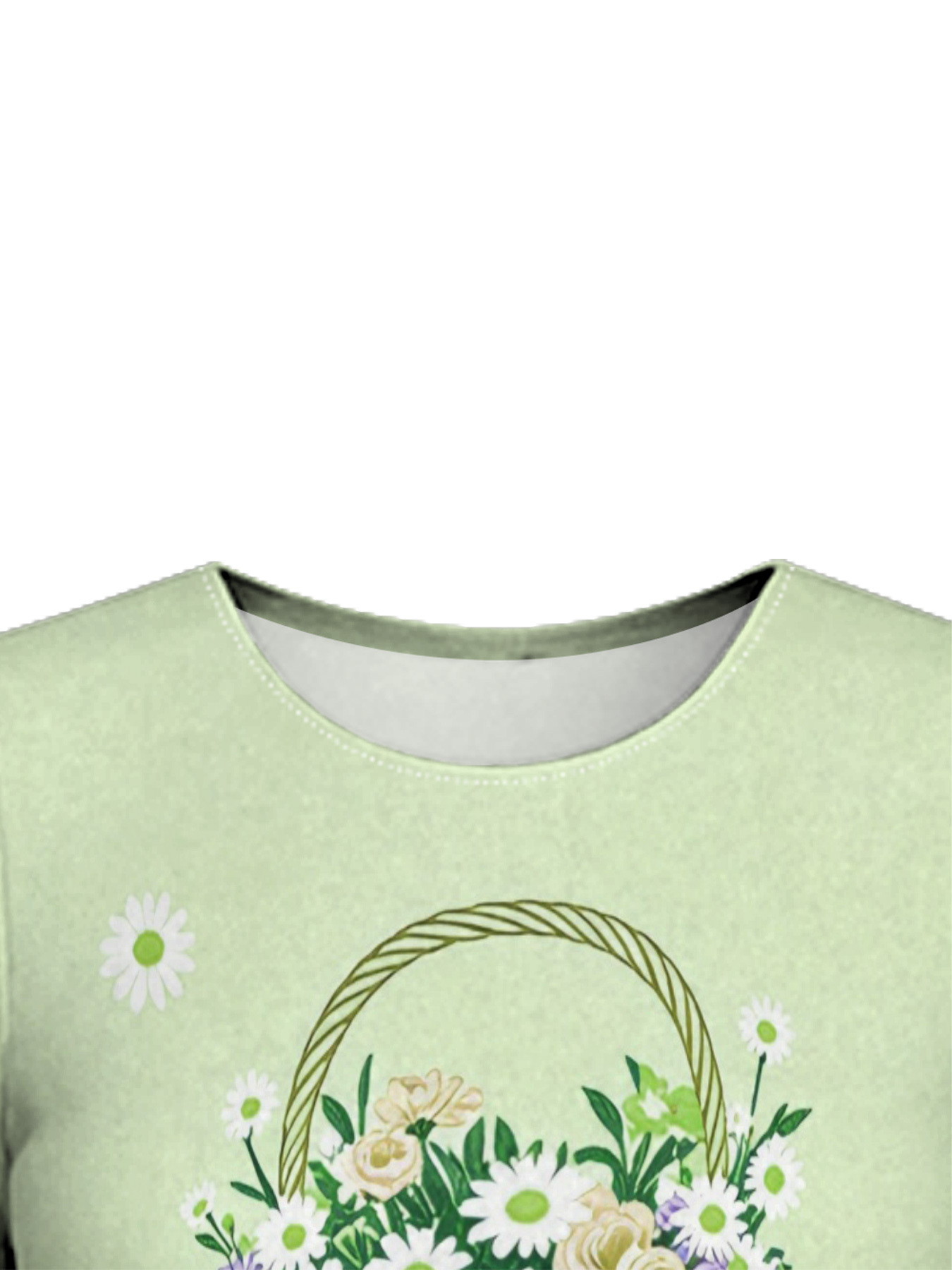 Light Green Floral Basket Cross Easter Flare Sleeve Bodycon Midi Dress