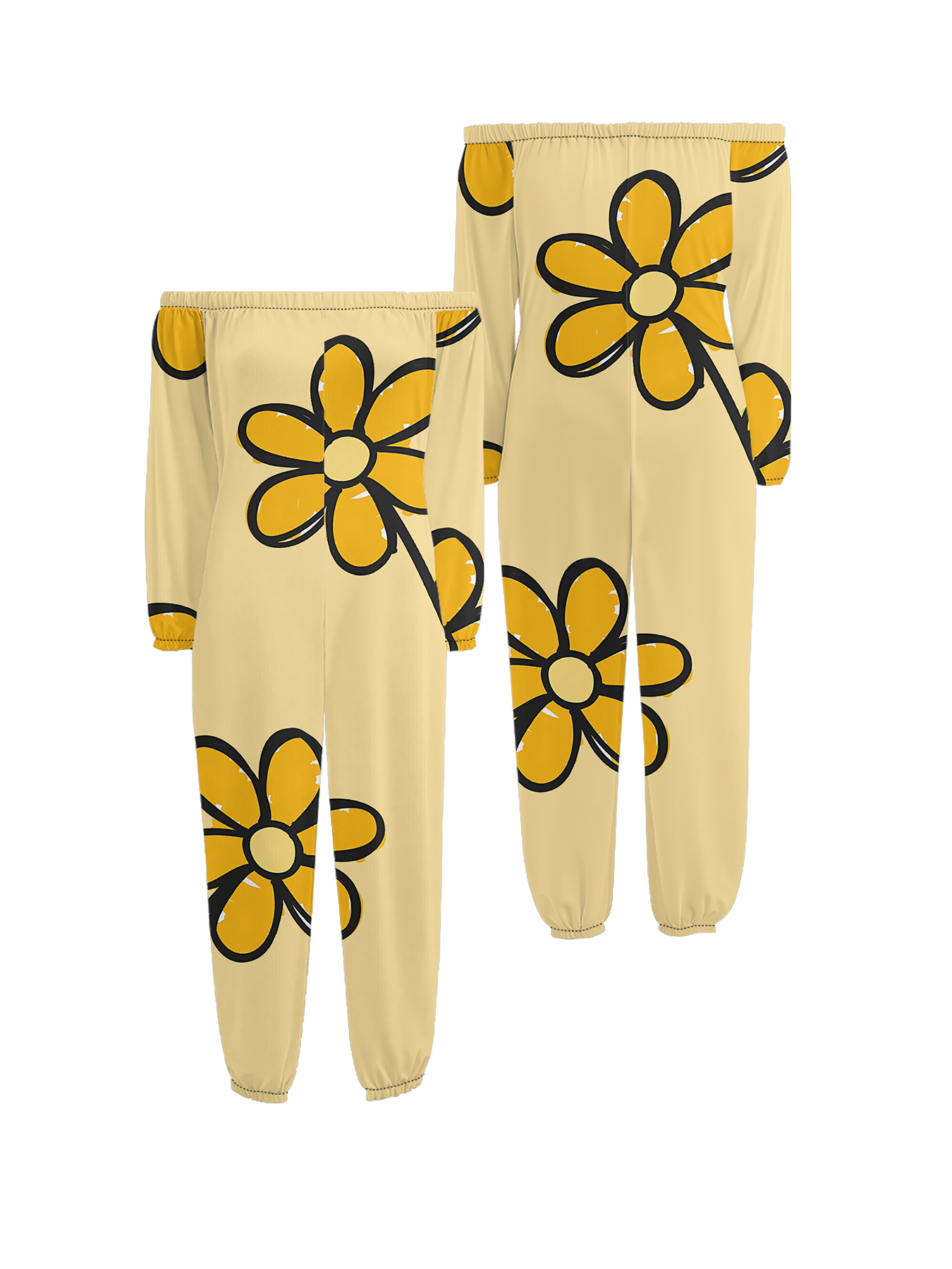 Buttercup Yellow Floral Off-Shoulder Jumpsuit