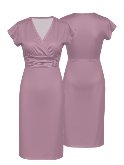 Dusty Pink Cap Sleeve V-Neck Midi Dress