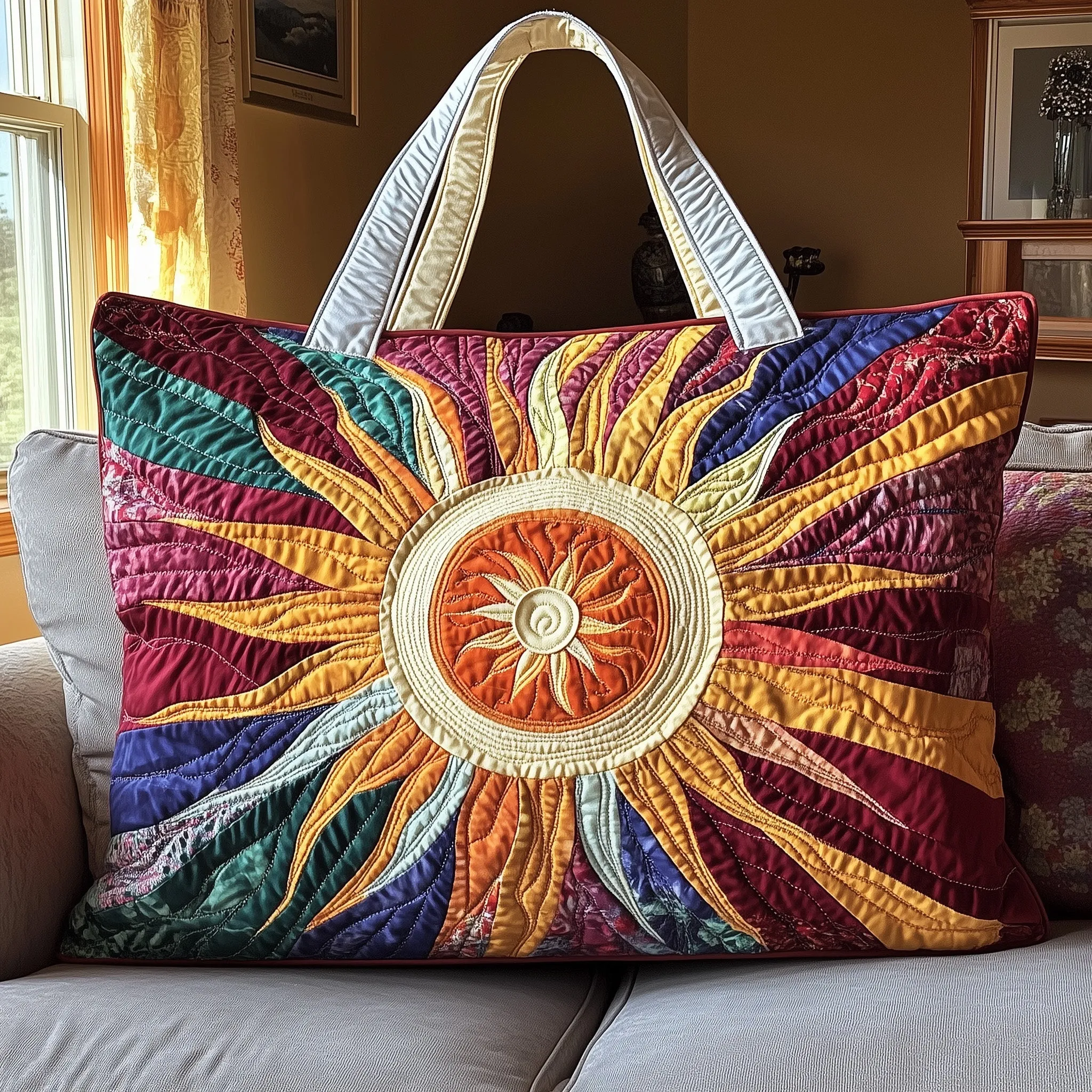Hippie Sun Quilted Tote Bag