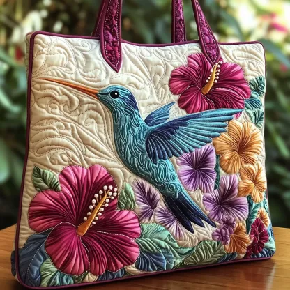 Elegance Hummingbird Quilted Tote Bag 
