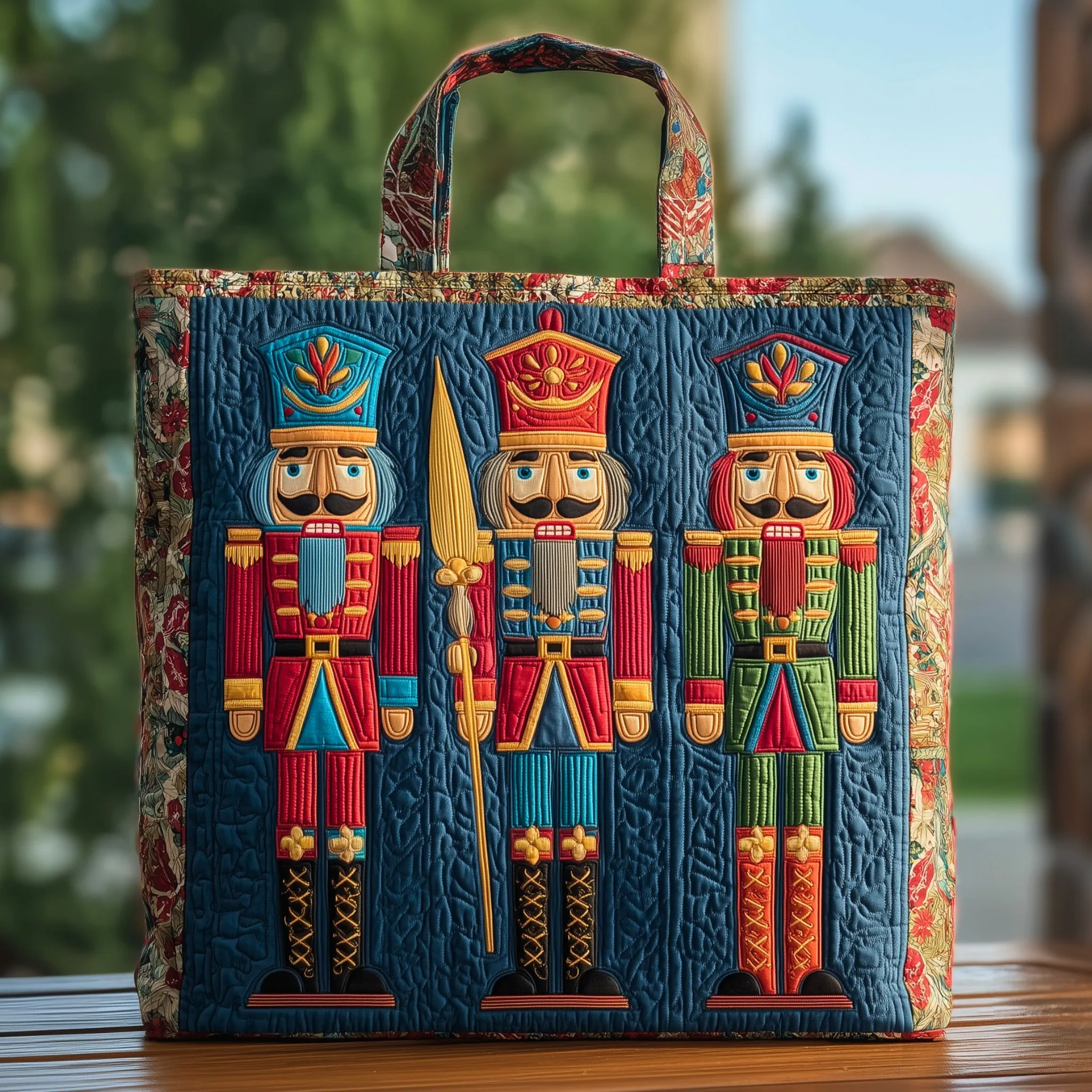Festive Nutcracker Quilted Tote Bag