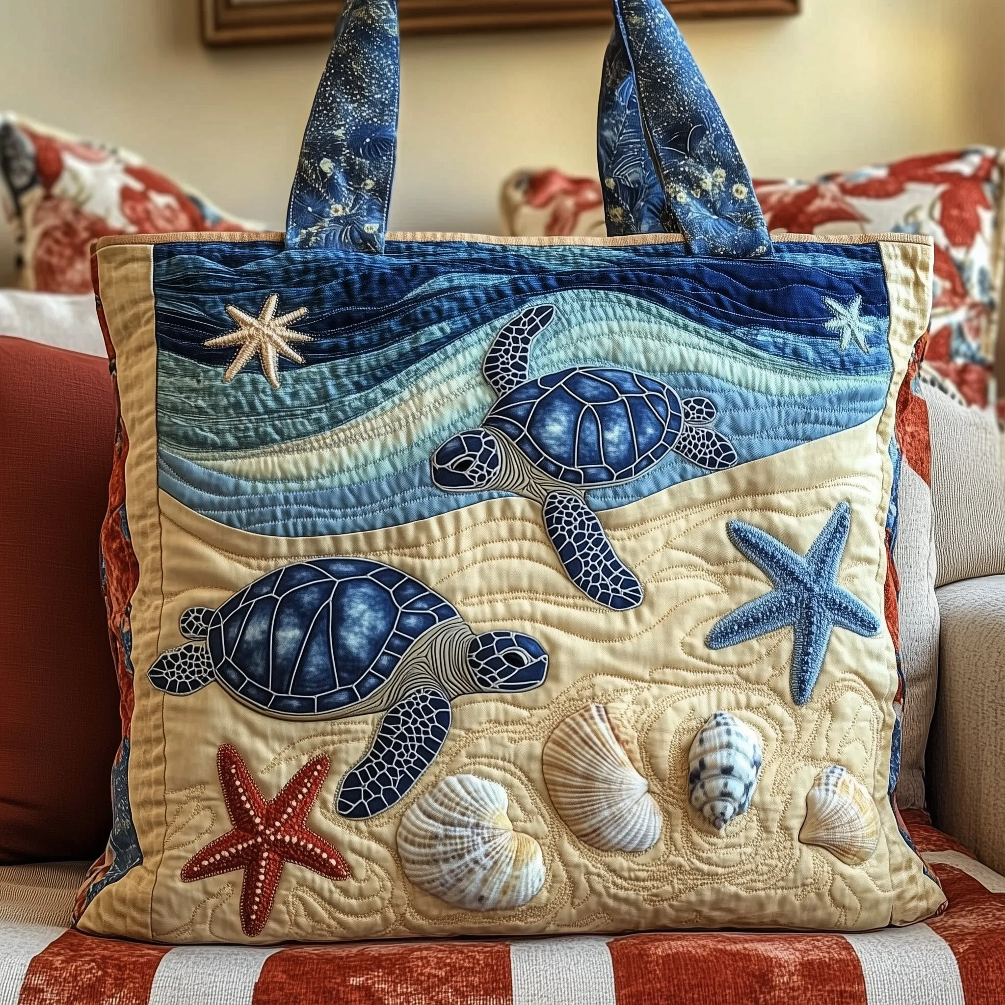 Sea Turtle Quilted Tote Bag