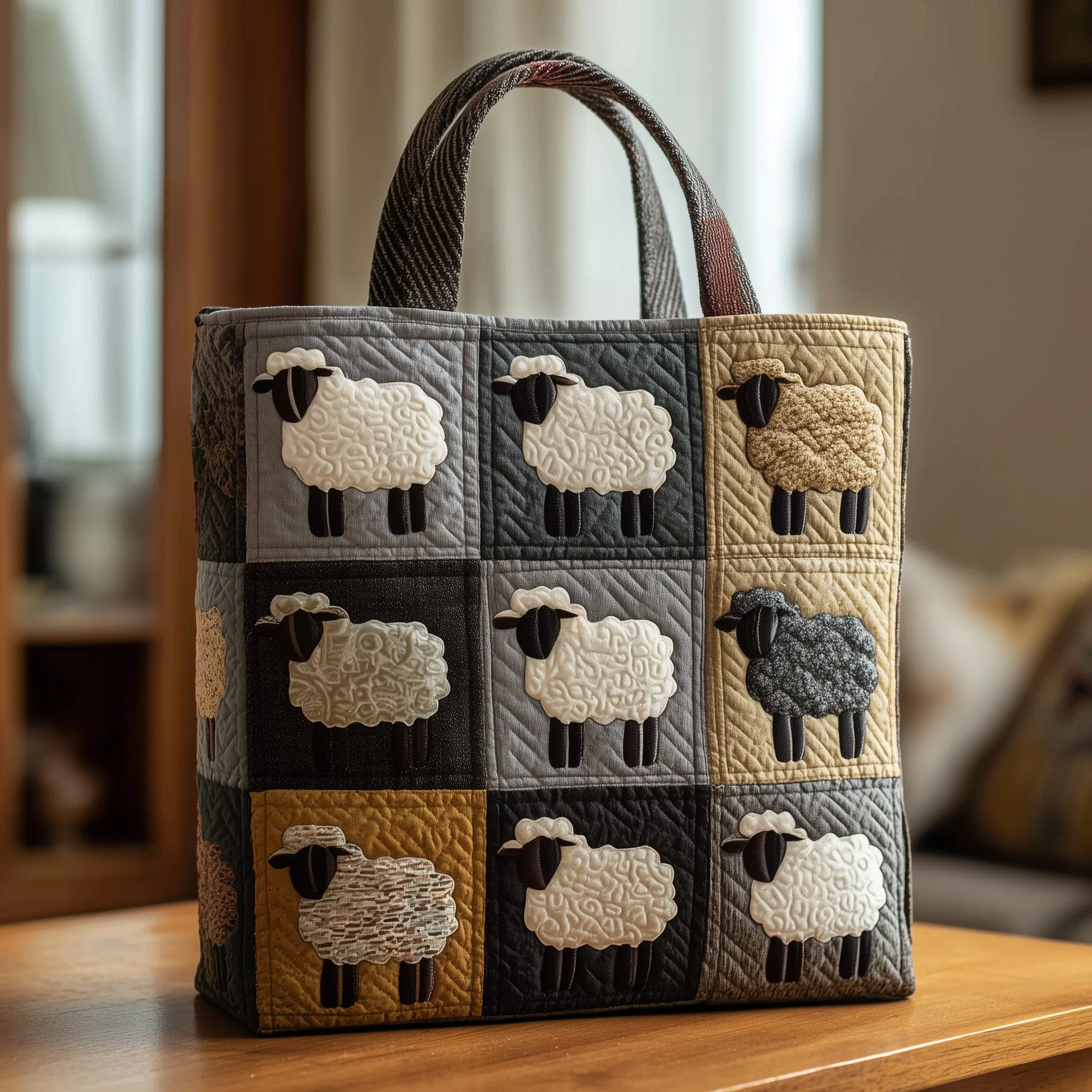 Farmhouse Sheep Quilted Tote Bag
