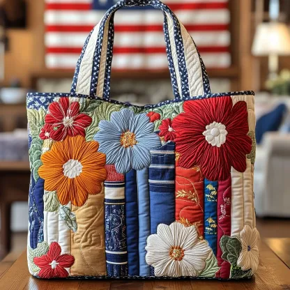 Bookworm Quilted Tote Bag 