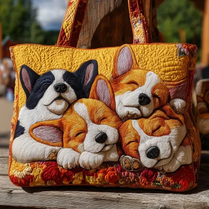 Corgi Dream Quilted Tote Bag