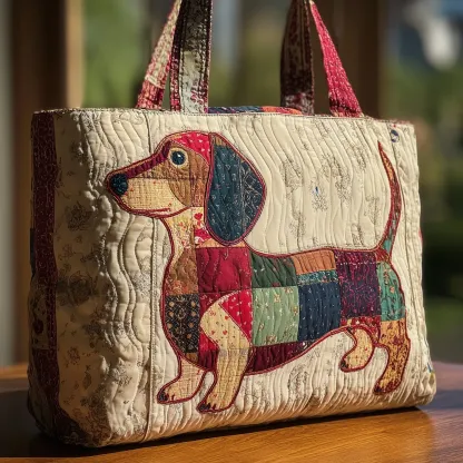 Adorable Dachshund Quilted Tote Bag 