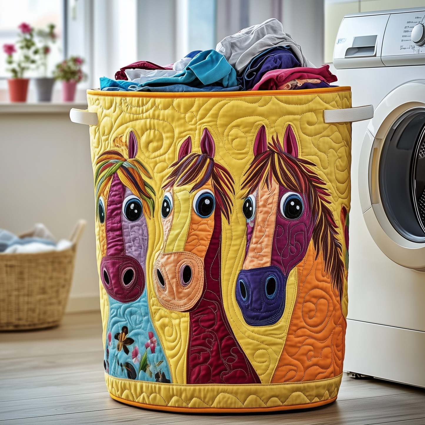 Funky Horse Quilted Laundry Basket GFTOTP12274