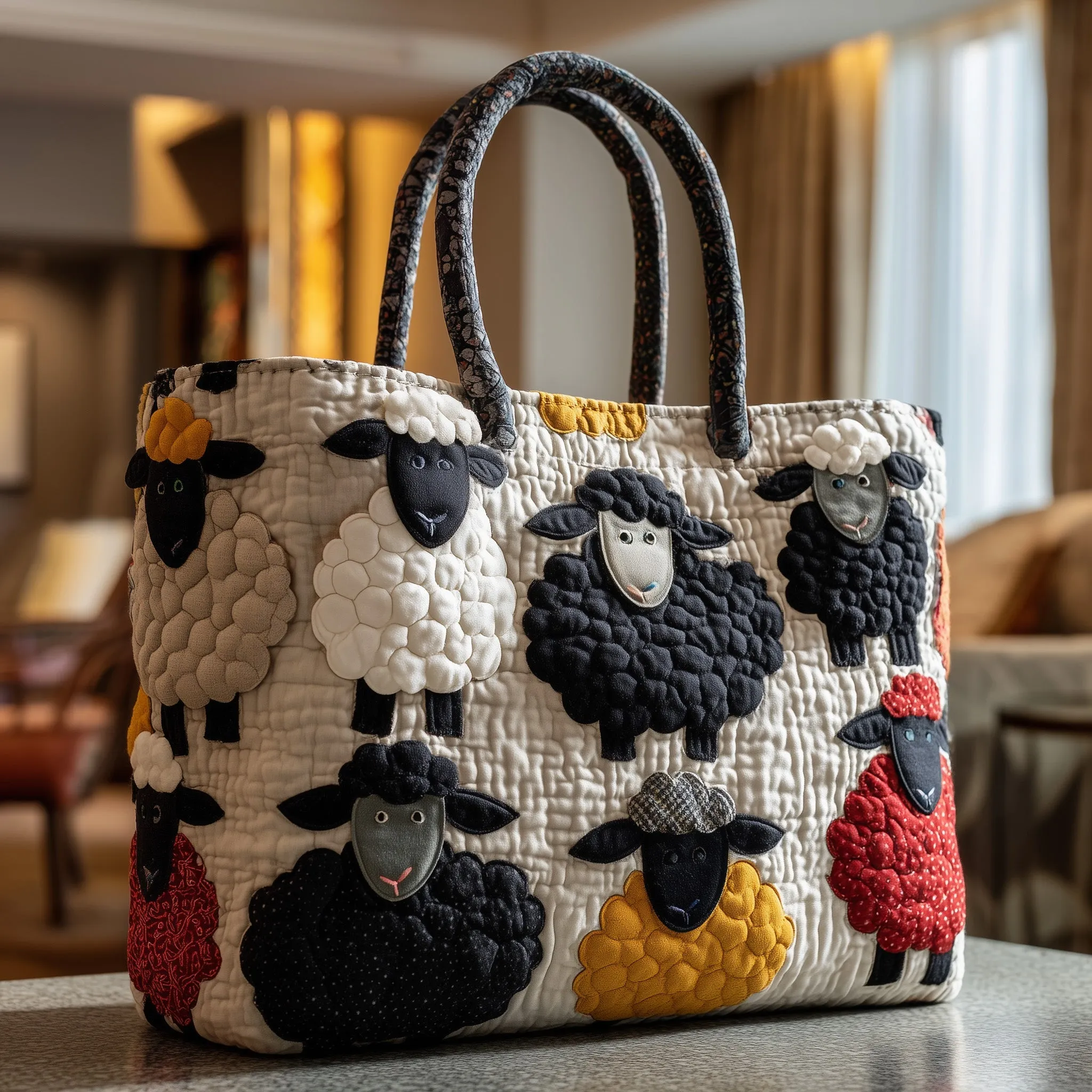 Sheep Haven Quilted Tote Bag 