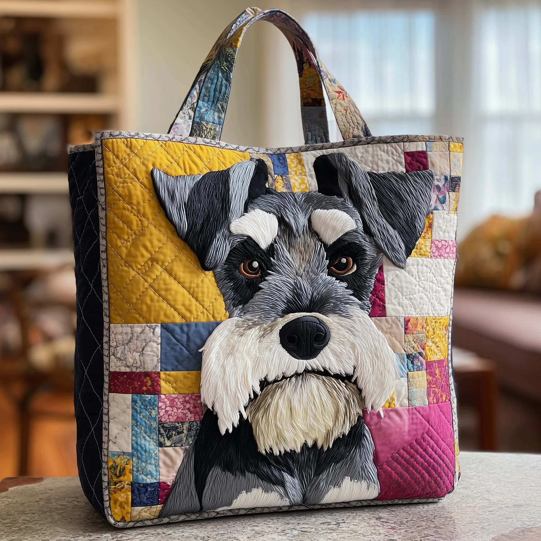 Schnauzer Quilted Tote Bag