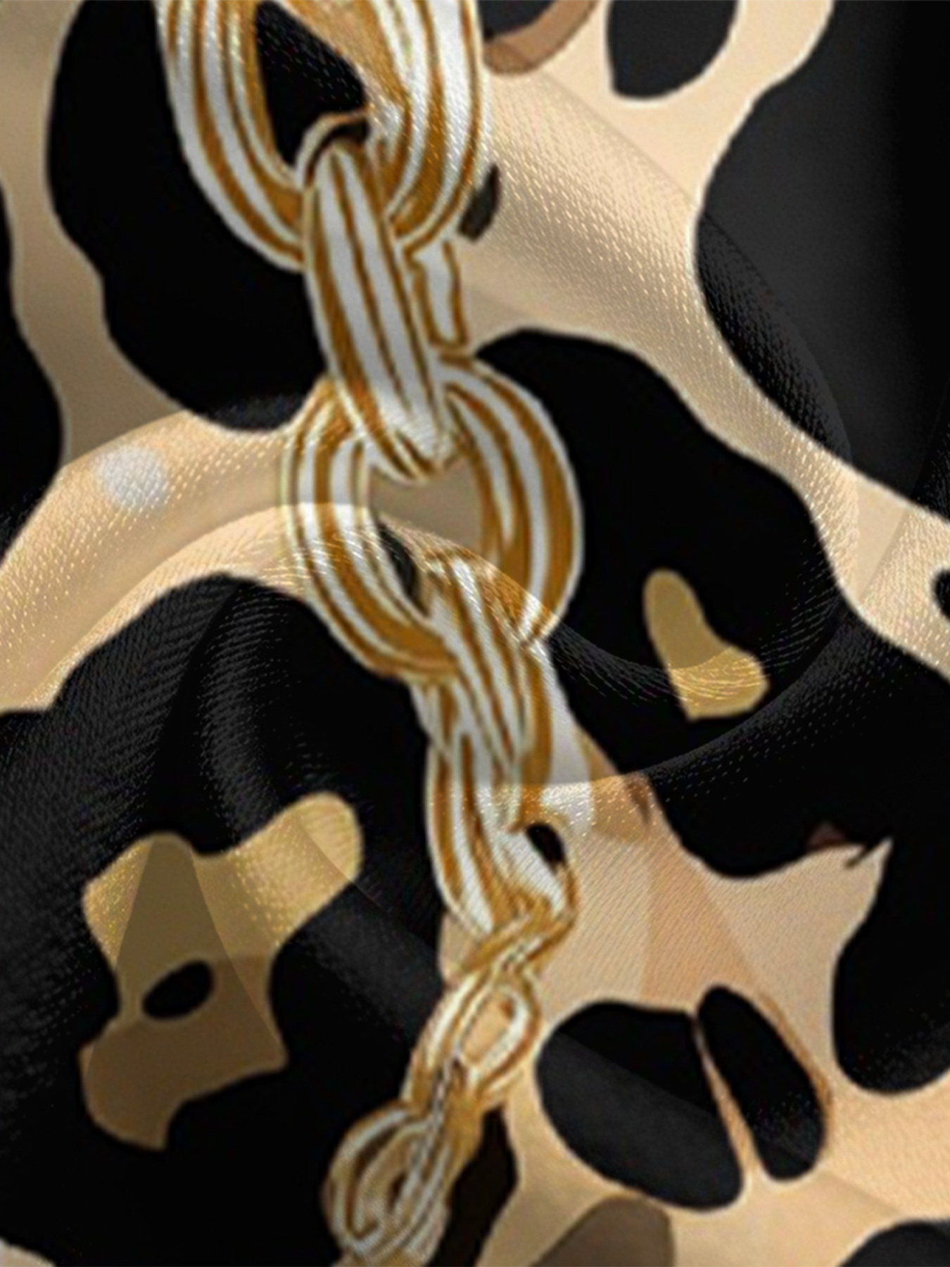 Leopard & Gold Chain Long Sleeve Zip-Up Jumpsuit 