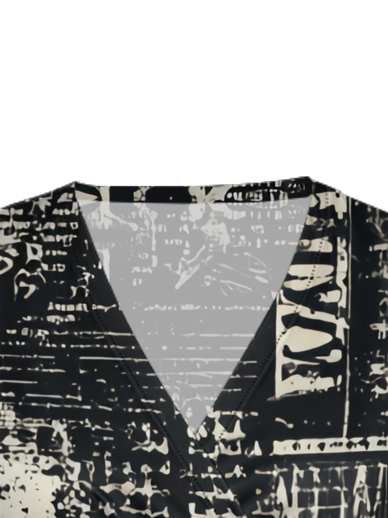 Statue of Liberty Newspaper Cap Sleeve V-Neck Midi Dress