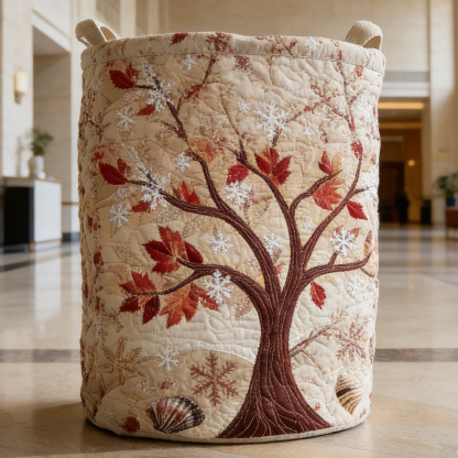 Autumn to Winter Tree Quilted Laundry Basket KJHGFDS8