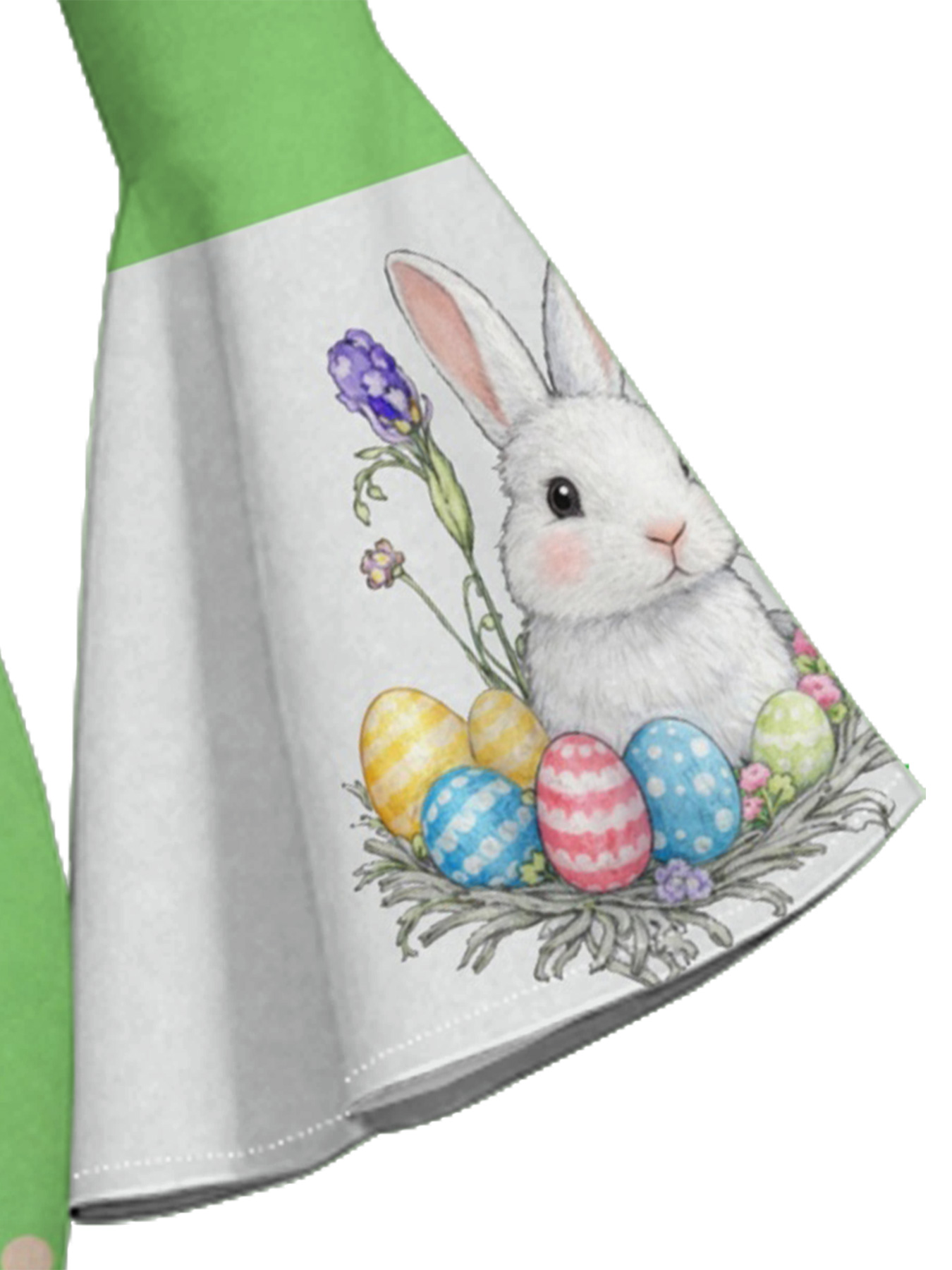 Fresh Green Easter Bunny Cross Easter Flare Sleeve Bodycon Midi Dress