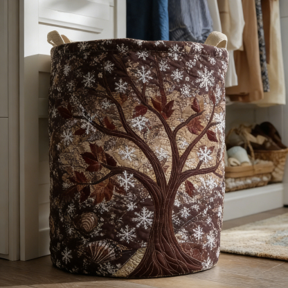 Winter Snow Tree Quilted Laundry Basket ZXCVBNM9