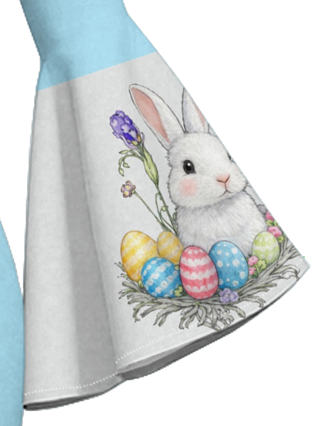 Sky Blue Easter Bunny Cross Easter Flare Sleeve Bodycon Midi Dress