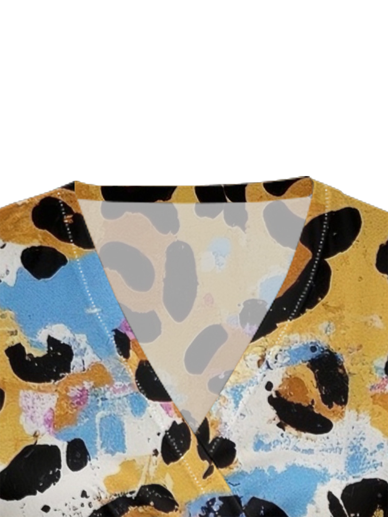 Multicolor Watercolor Cap Sleeve V-Neck Midi Dress IUJH3150