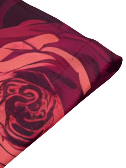 Burgundy Skull & Rose Flare Sleeve Bodycon Midi Dress