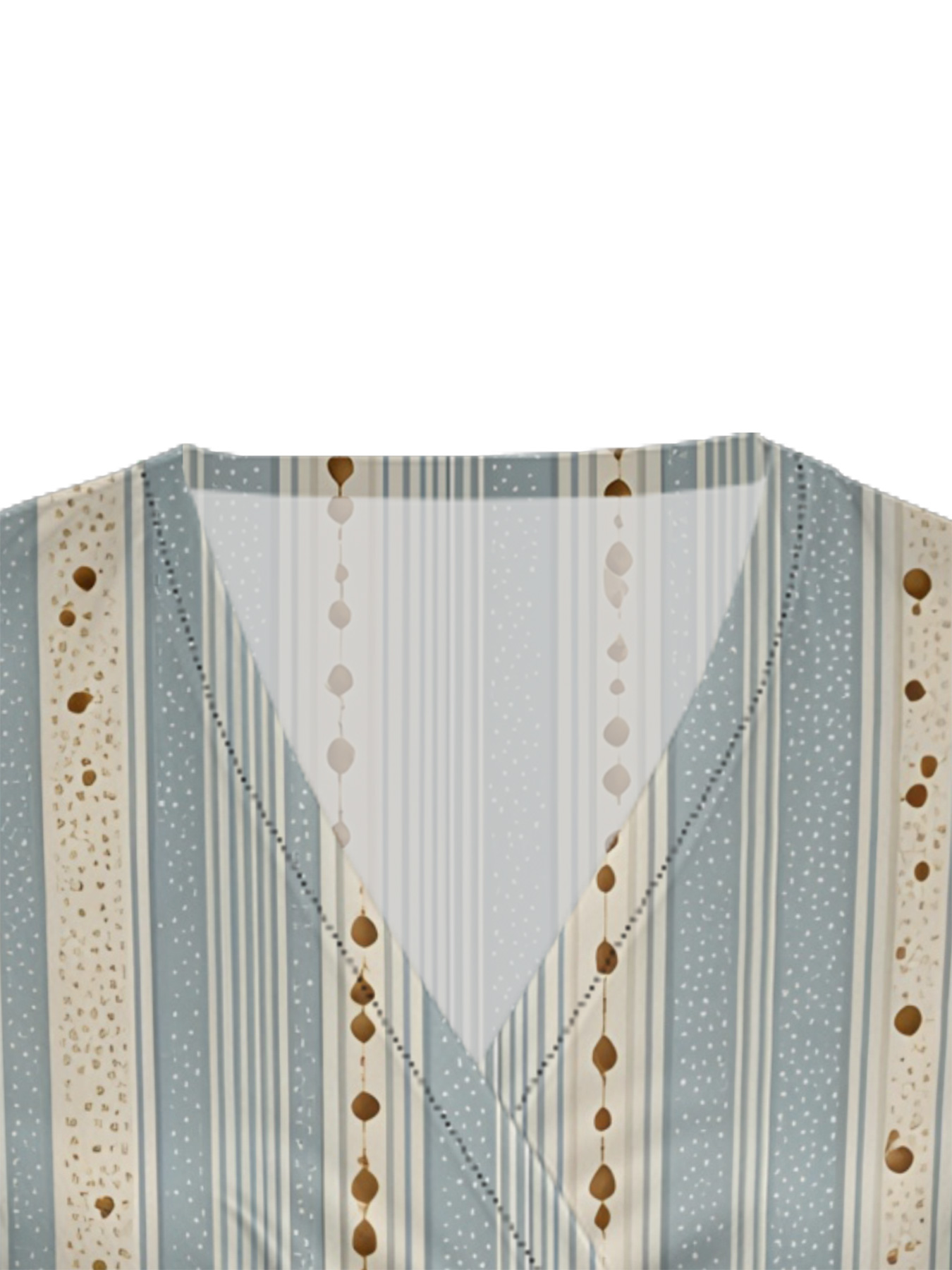 Light Blue & Beige Dotted Cap Sleeve V-Neck Midi Dress