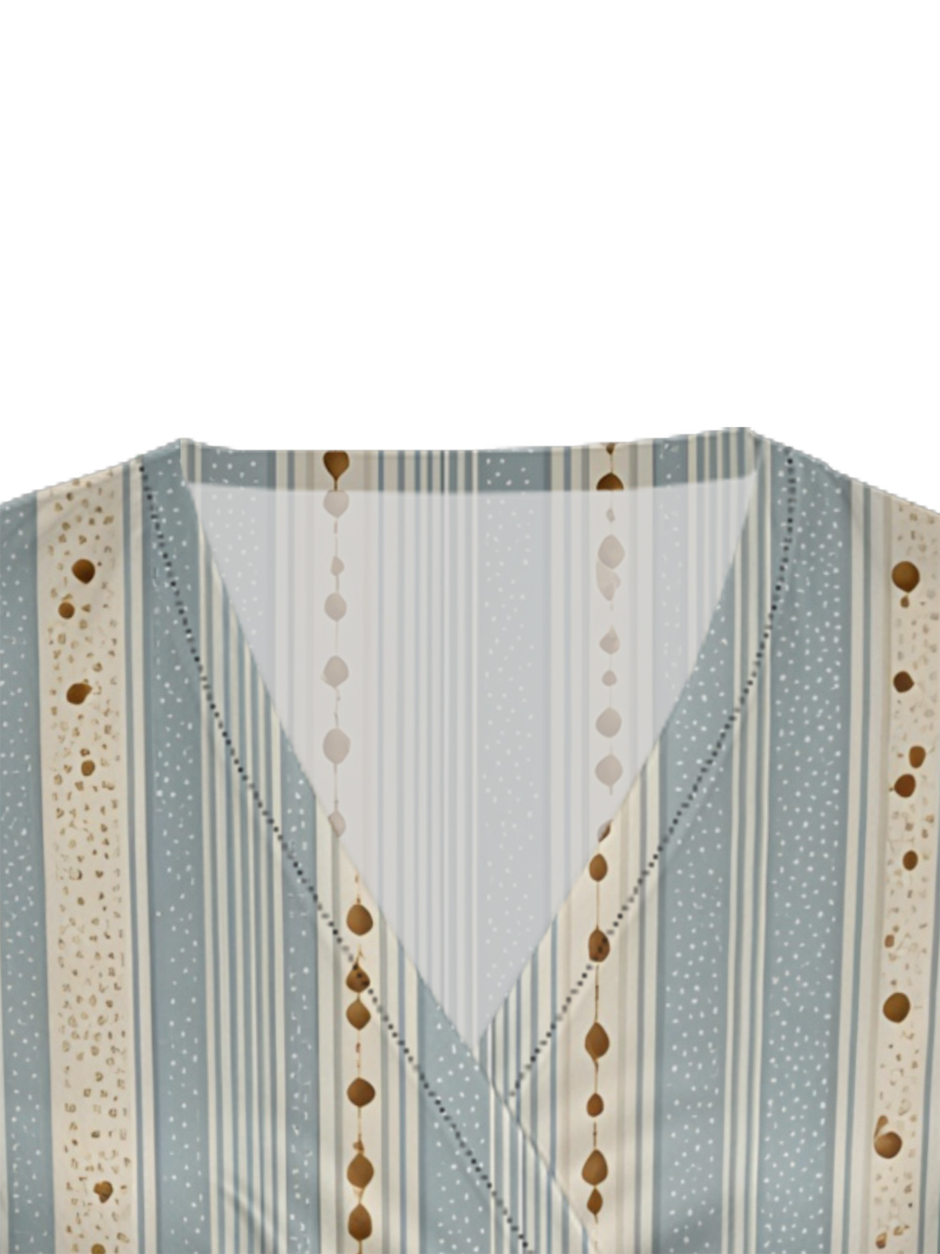 Light Blue & Beige Dotted Cap Sleeve V-Neck Midi Dress