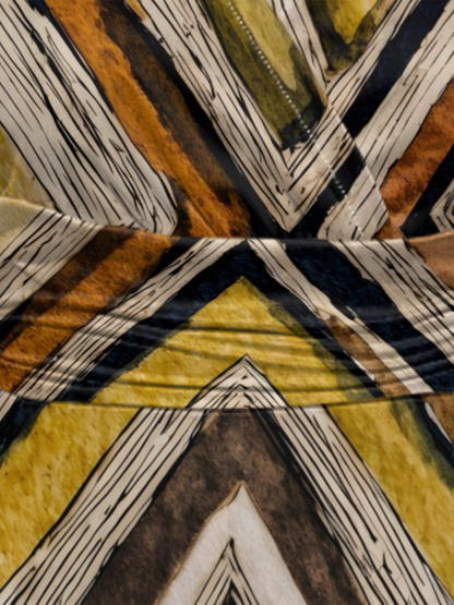 Geometric Diamond Cap Sleeve V-Neck Midi Dress