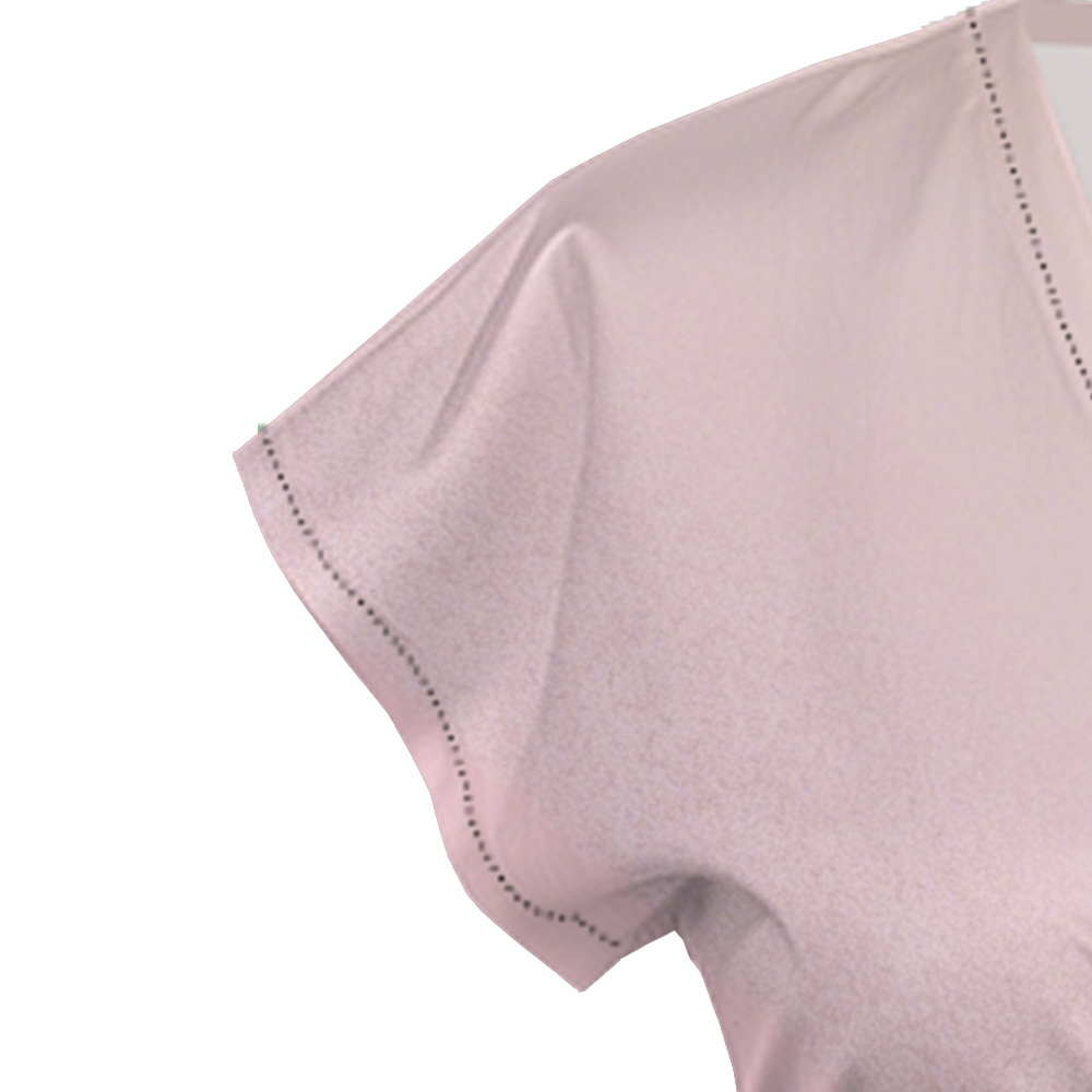 Pink & Gray Colorblock Cap Sleeve V-Neck Midi Dress ABD124
