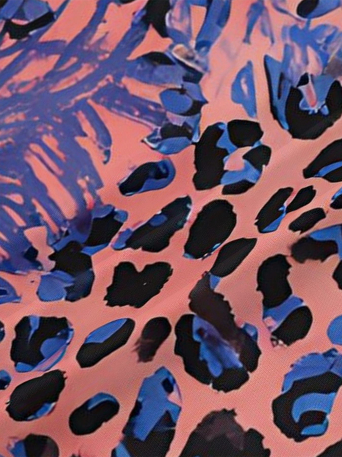 Pink Leopard Blue Tropical V-Neck Bodycon Midi Dress FGI641