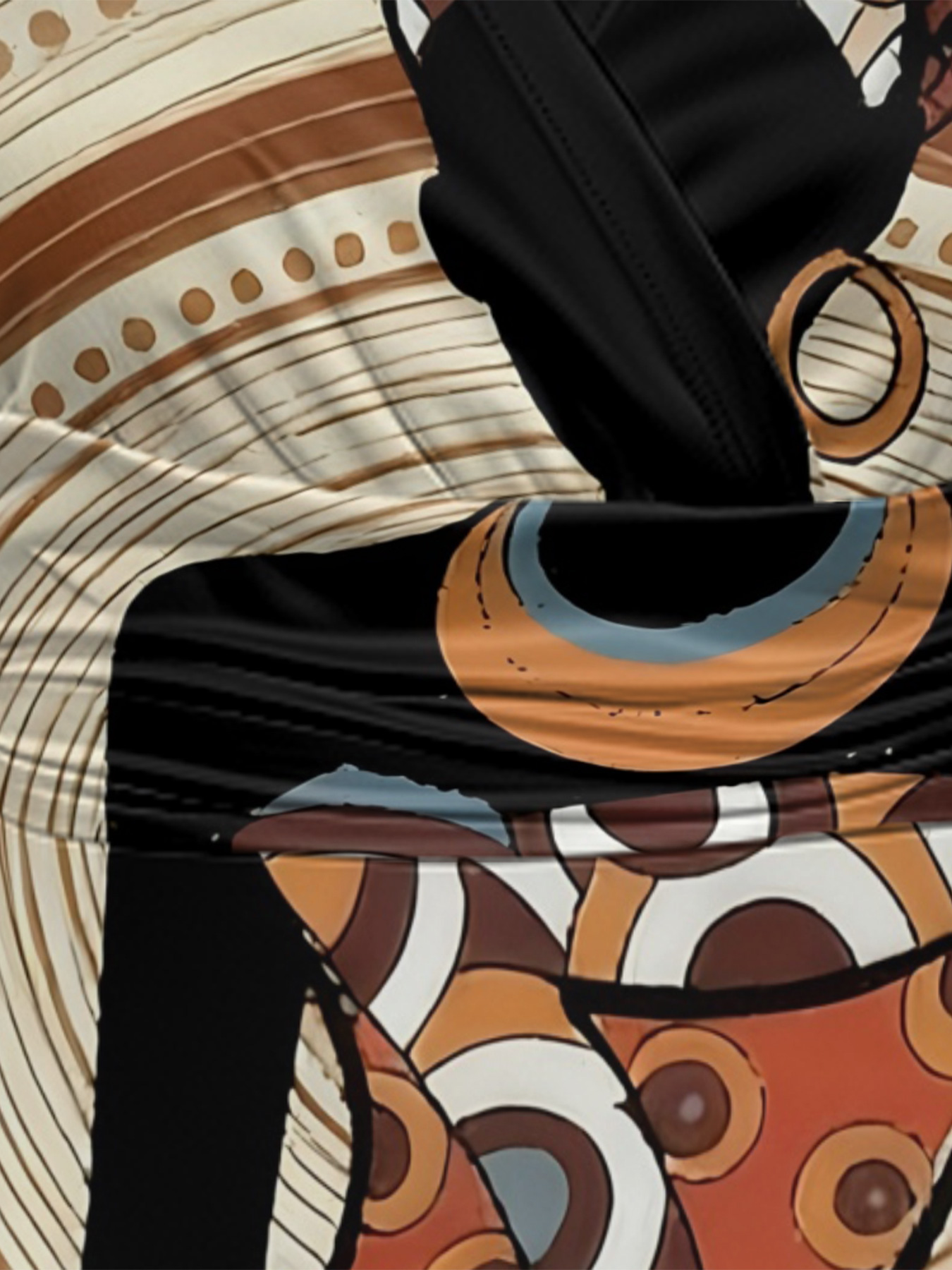 African Print Cap Sleeve V-Neck Midi Dress IJG7685