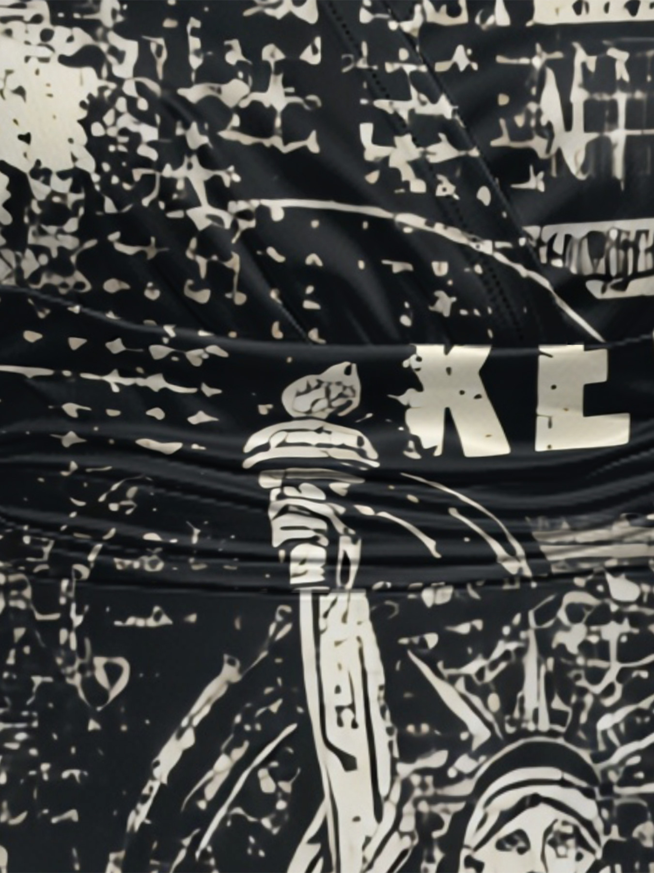 Statue of Liberty Newspaper Cap Sleeve V-Neck Midi Dress