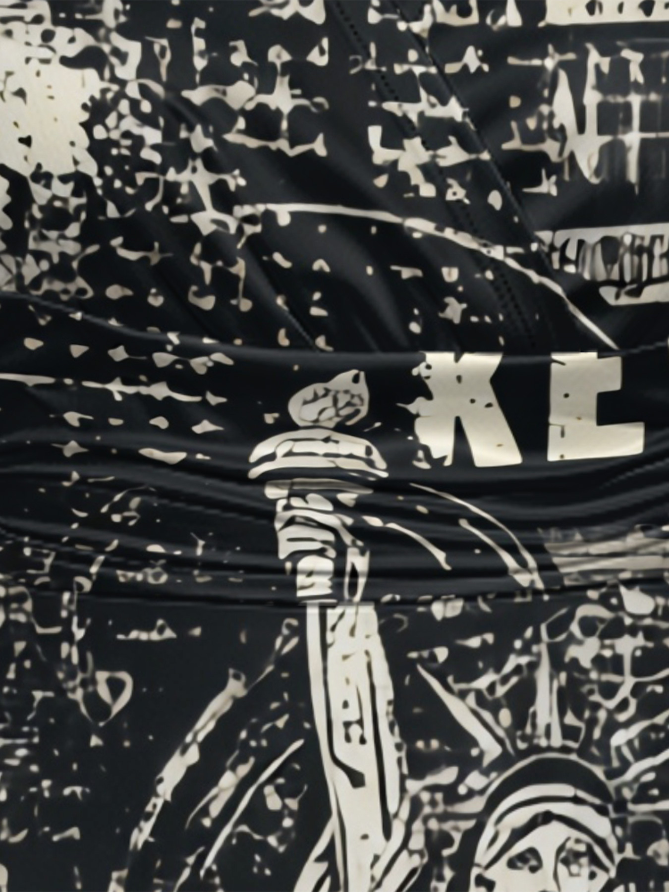 Statue of Liberty Newspaper Cap Sleeve V-Neck Midi Dress