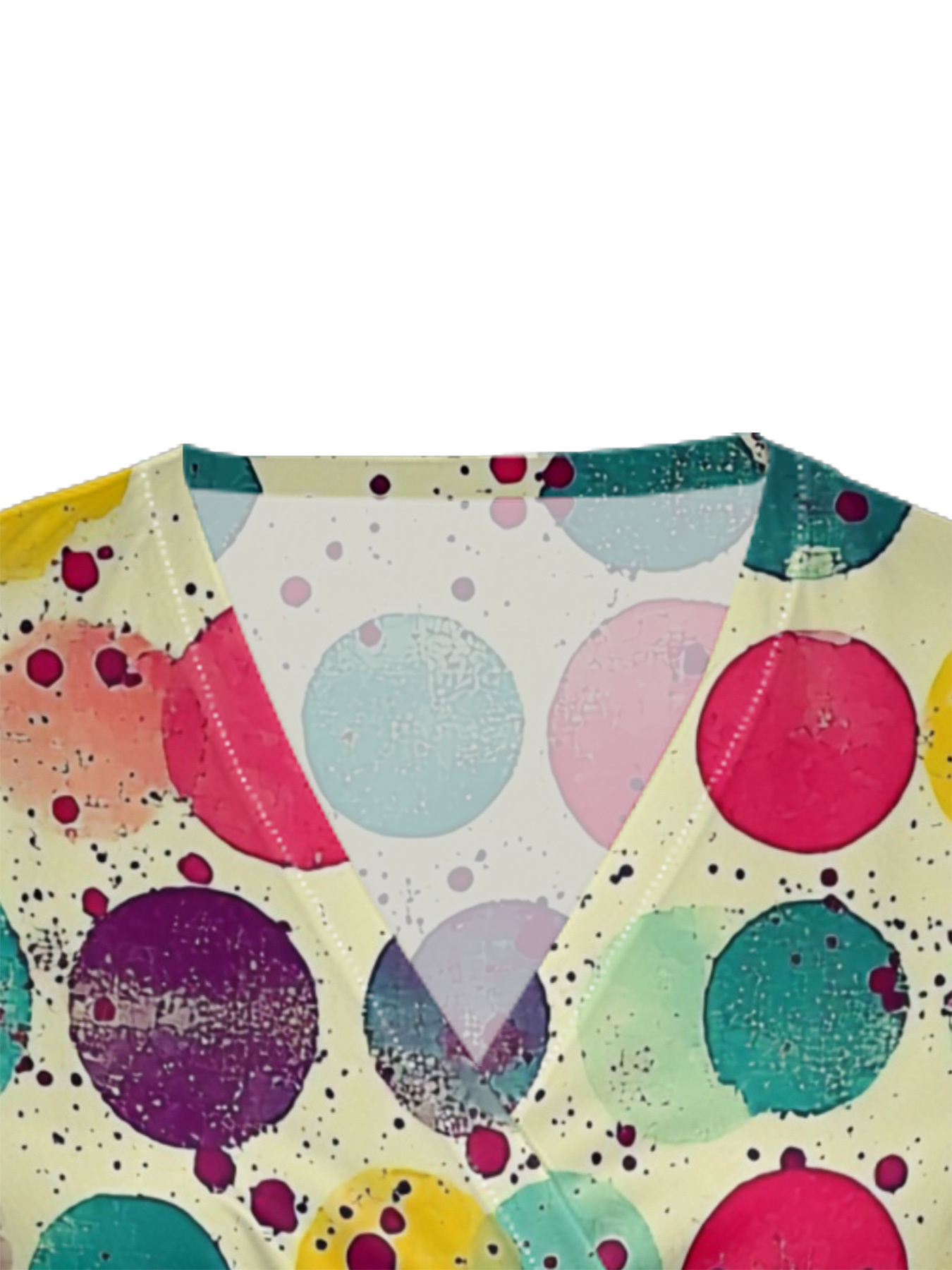 Colorful Polka Dot Cap Sleeve V-Neck Midi Dress