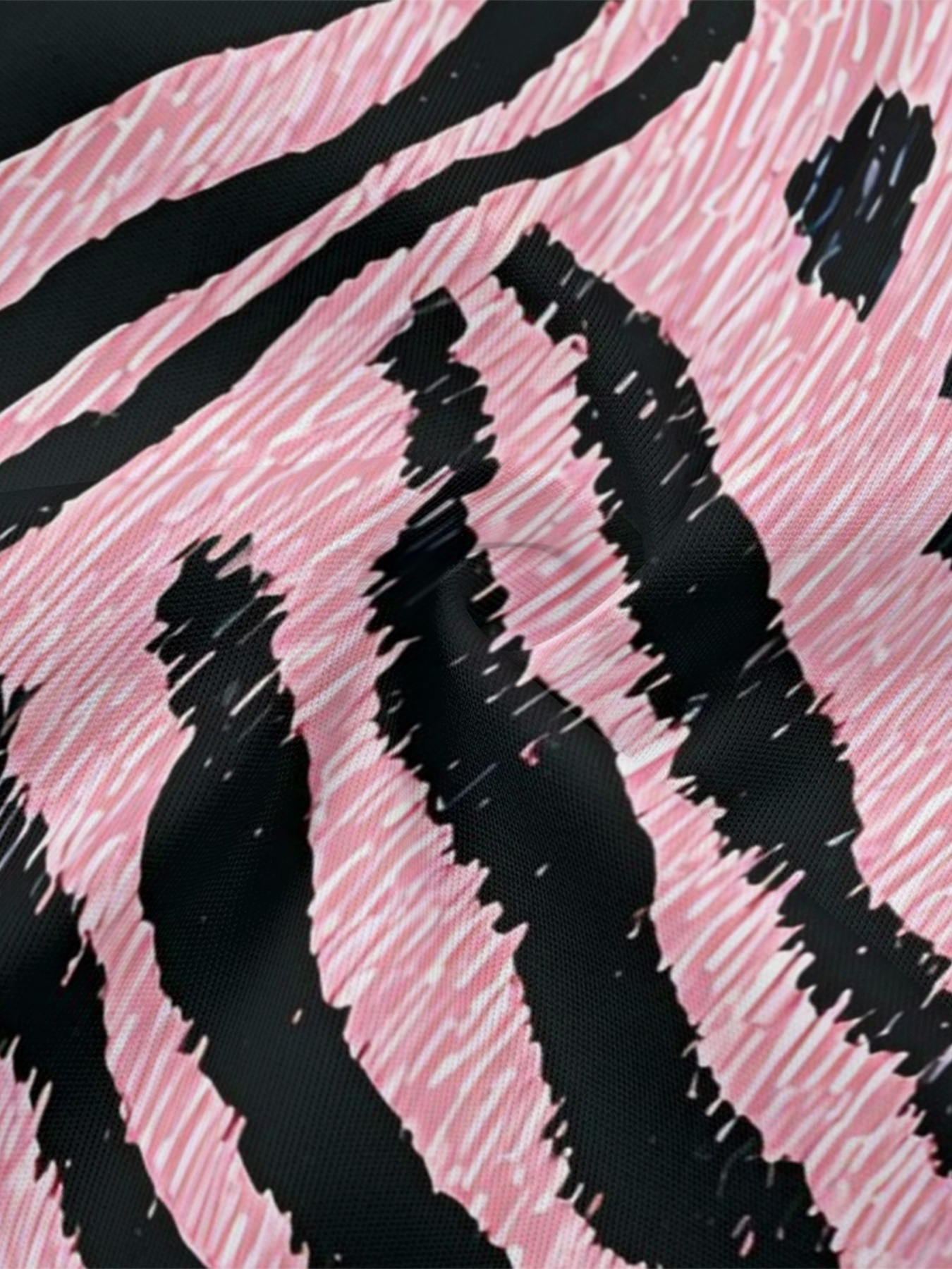 Pink Zebra Stripes Flare Sleeve Bodycon Midi Dress BDF1453