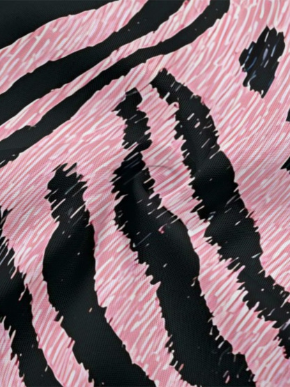 Pink Zebra Stripes Flare Sleeve Bodycon Midi Dress BDF1453