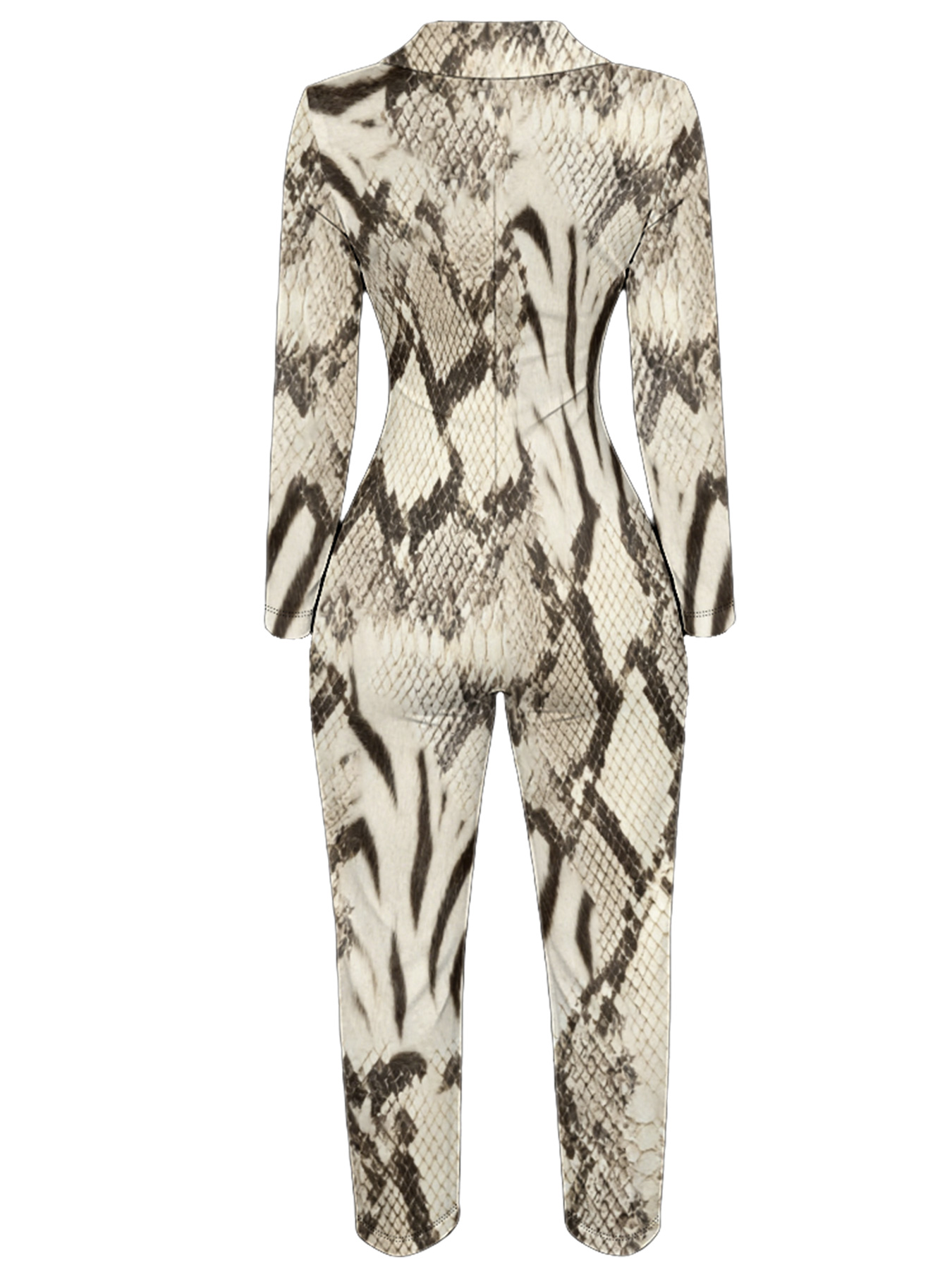 Snake Long Sleeve Zip-Up Jumpsuit HGF015