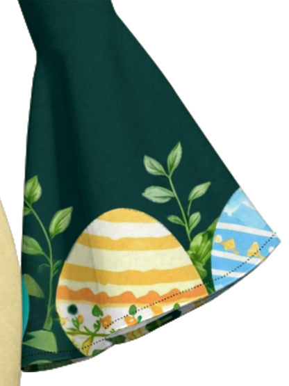 Easter Christian Cross Flare Sleeve Bodycon Midi Dress