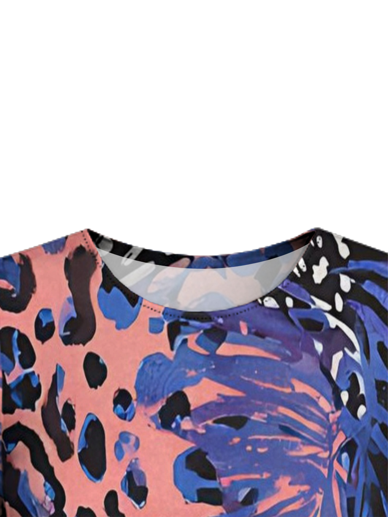 Pink Blue Watercolor Leopard Flare Sleeve Bodycon Midi Dress STU6918